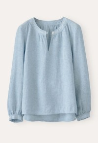 Embroidered Neck Pop-Over Blouse