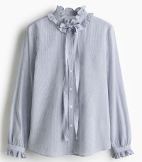 Ruffled Neck Stripe Blouse