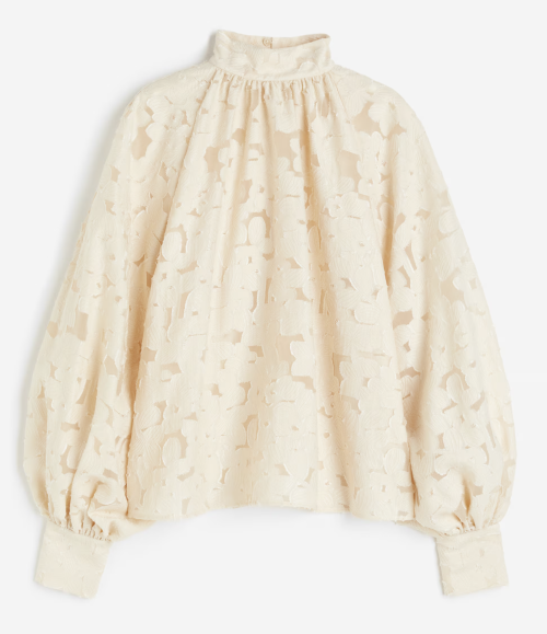 Built up neck Jacquard Blouse